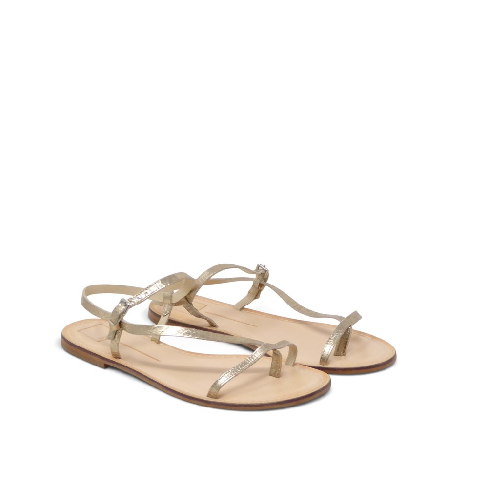 NEW Dolce Vita Womens Dom Sandals Gold Metallic Strappy Flat 10
